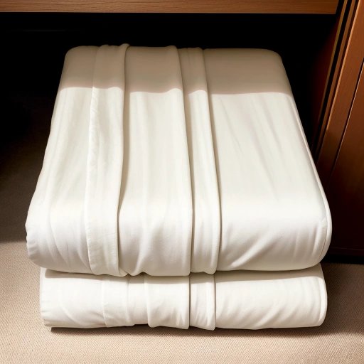Neatly folded fitted sheets in a linen closet