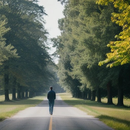 Person walking on a peaceful country road