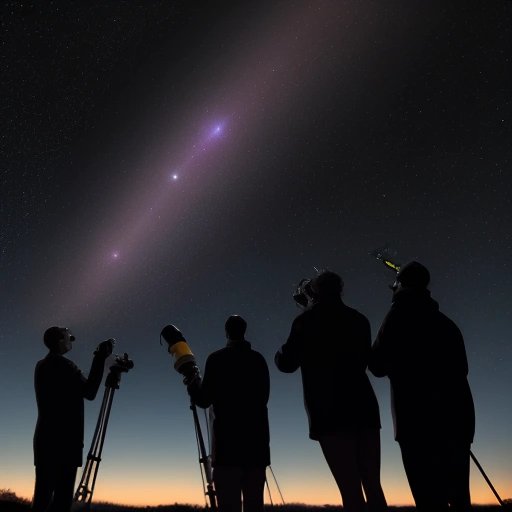 Scientists observing Nibiru through a telescope