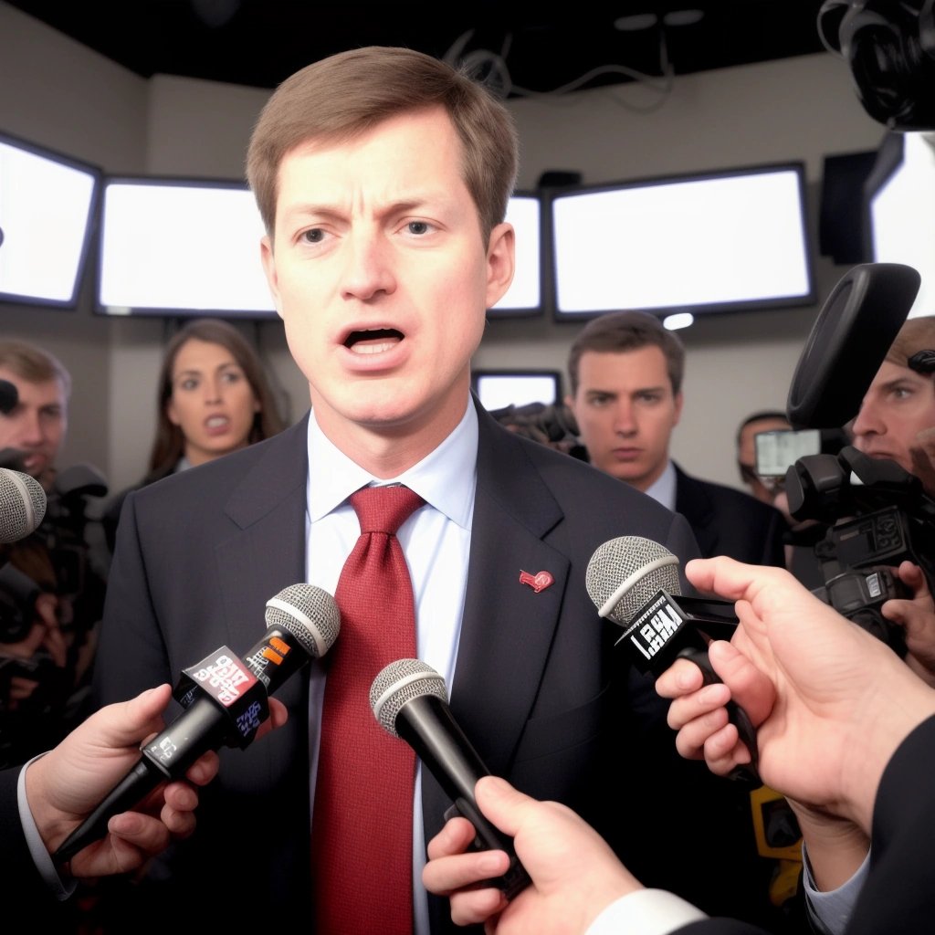 John surrounded by news reporters