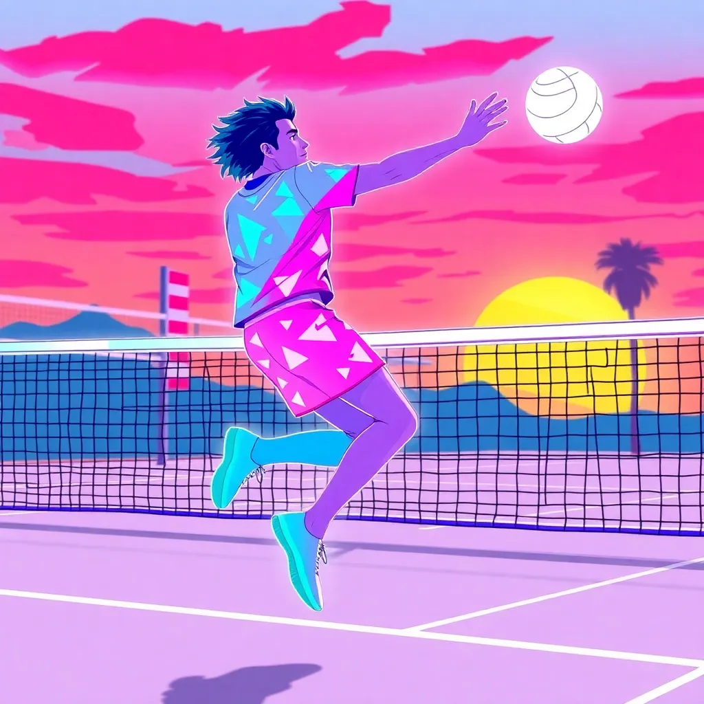 Skin #2 — “Neon Vaporwave”: highlighter-grade intimidation at the net