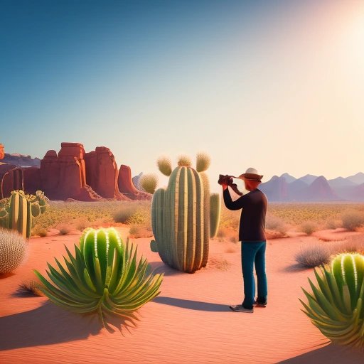 Man watering a cactus