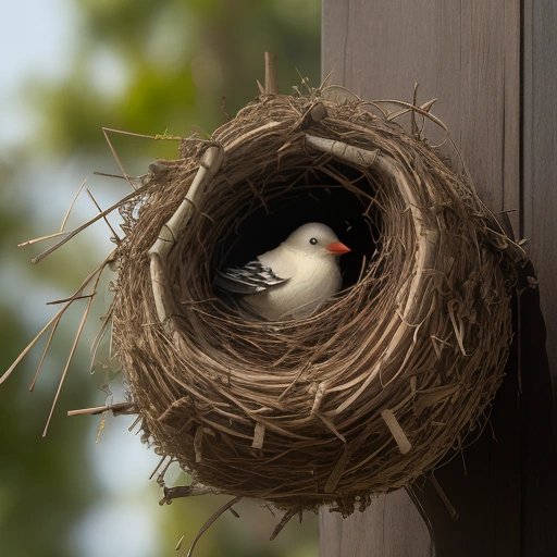 Close-up of an anti-bird spike in a bird's nest