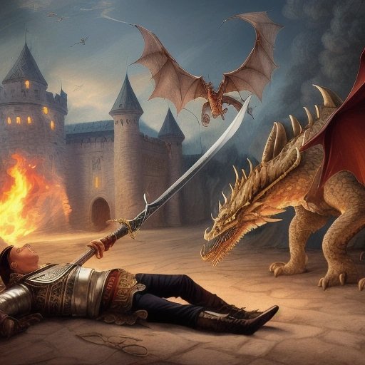 Kings fighting with dragons in the background