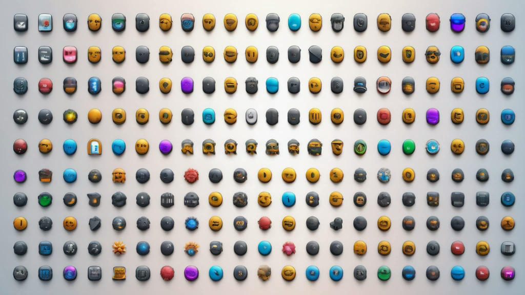 Futuristic digital interface with diverse emoji and characters