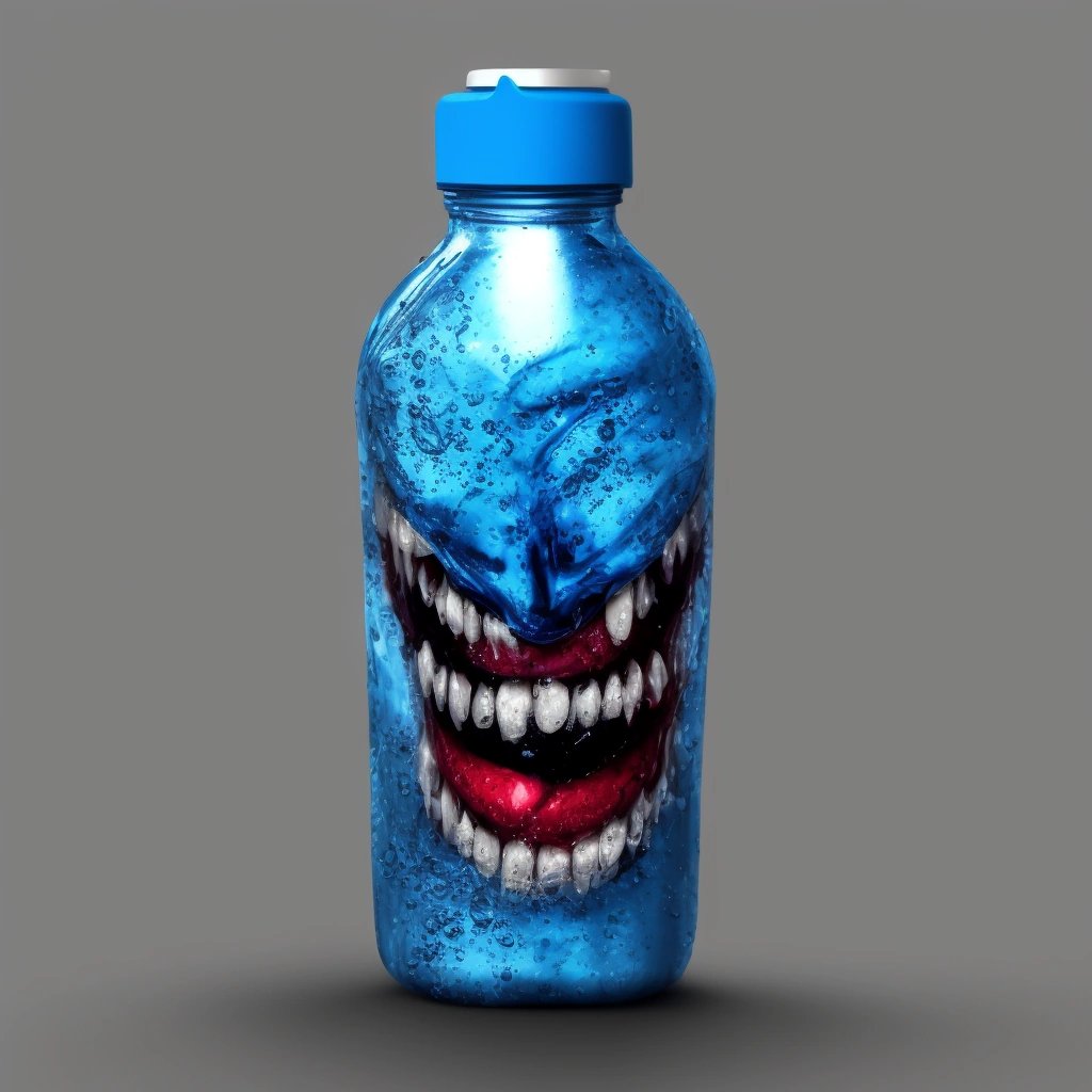 Meme featuring an evil water bottle