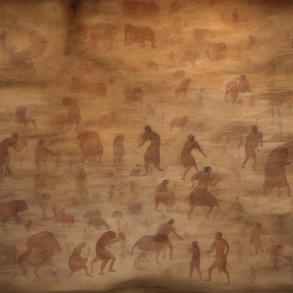 Ancient humans in cave paintings