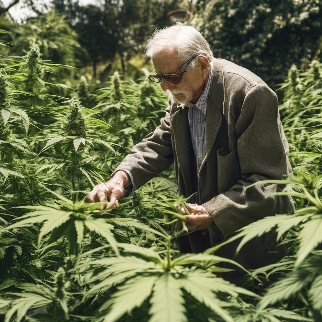 Man studying cannabis