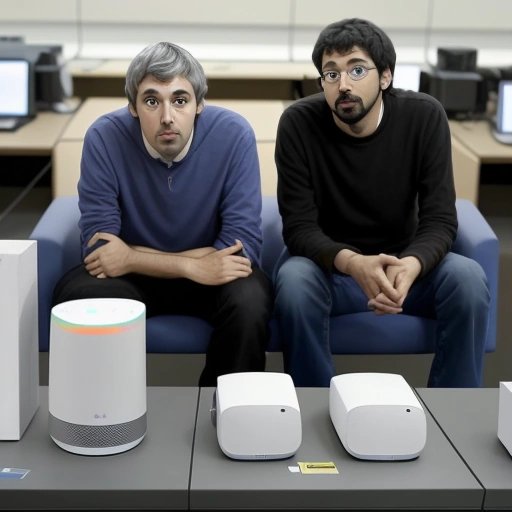 Larry Page and Sergey Brin in a desolate Google office