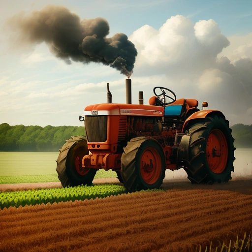 The Super Planter on his tractor with squirrels as his passengers