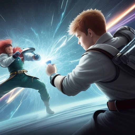 Theoretical physicists fighting with equations in a cartoon-like way
