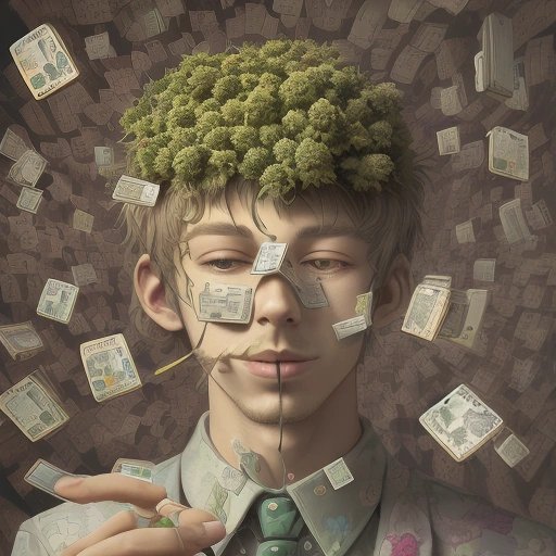Person smoking cannabis with floating memory cards