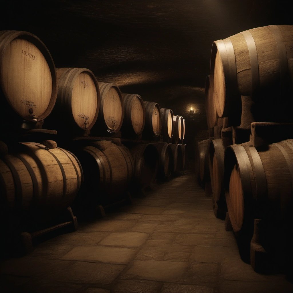 Investigators in the winery cellar searching for clues