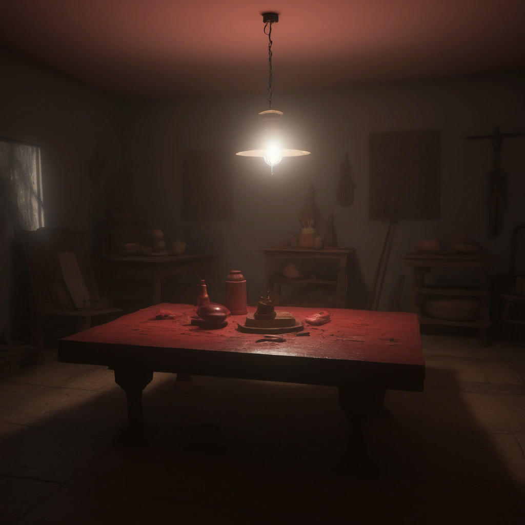 um grupo de palhaços sombrios, liderados por Malvado Maluco, em uma sala escura e sinistra, com uma mesa com uma fórmula secreta em uma lousa, lanternas vermelhas, sombras escuras, detalhes muito realistas, hyper-realismo, 4k