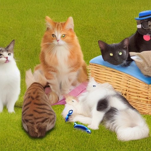 Cats and dogs in a sunny park