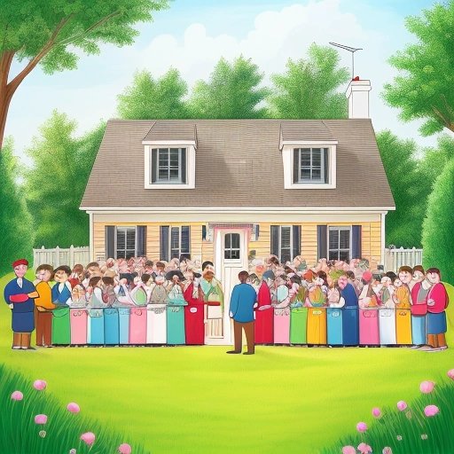 Man standing in front of a house with dozens of uninvited guests present
