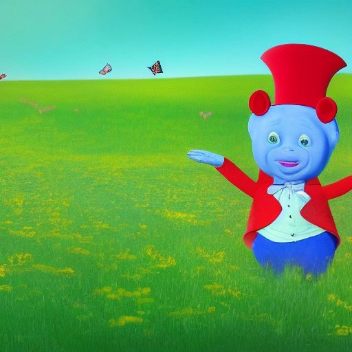 Dipsy in a field of flowers
