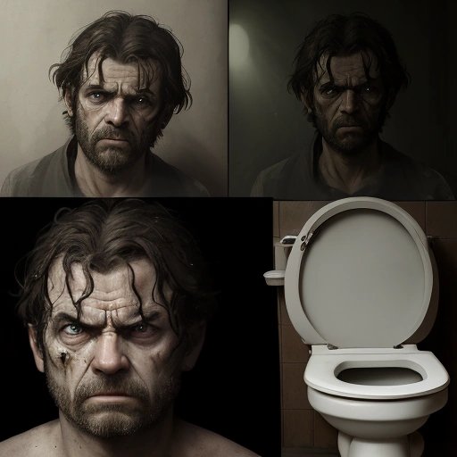 Split-screen image of PidPieLuke and a sneering Skibidi Toilet