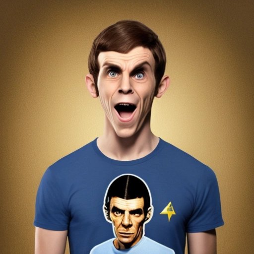 Surprised Tom Baxter in Spock t-shirt
