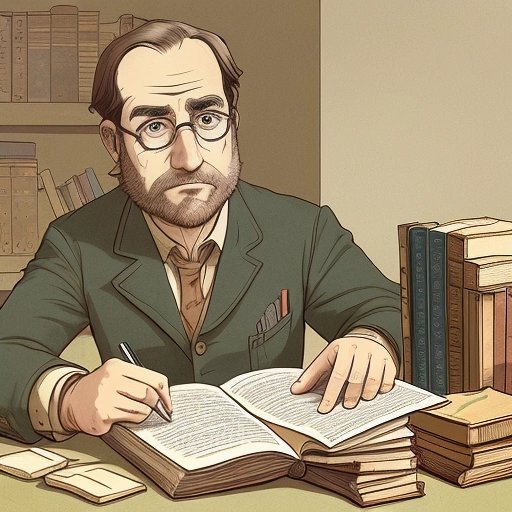 Archaeologist reading a history textbook