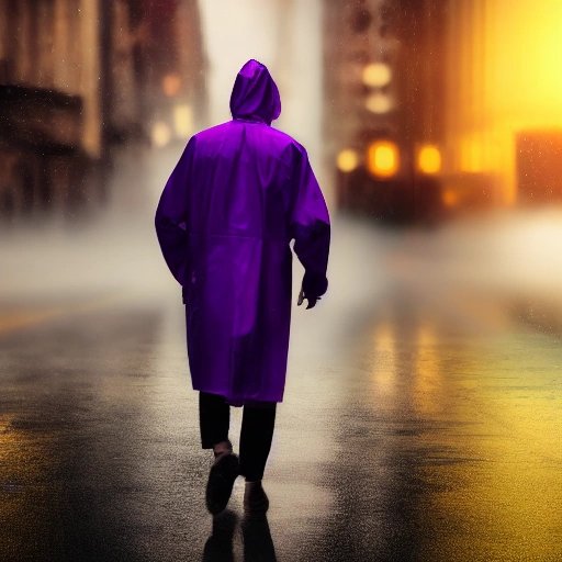 man wearing purple raincoat