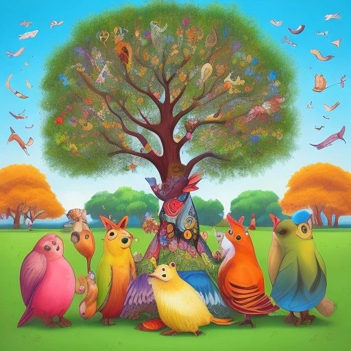 Animals in the park embracing unity