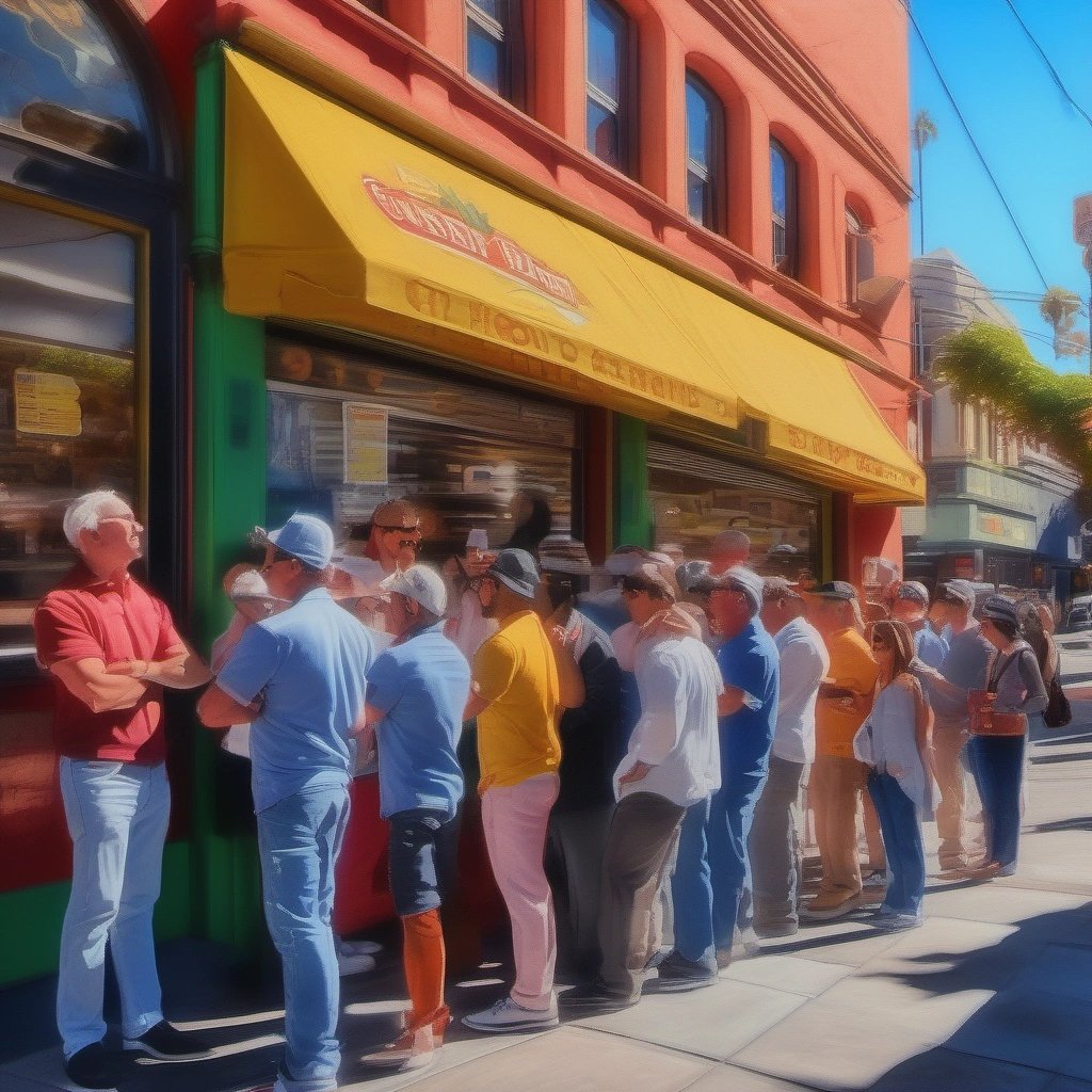 Queue outside Urban Pecan in San Francreaso