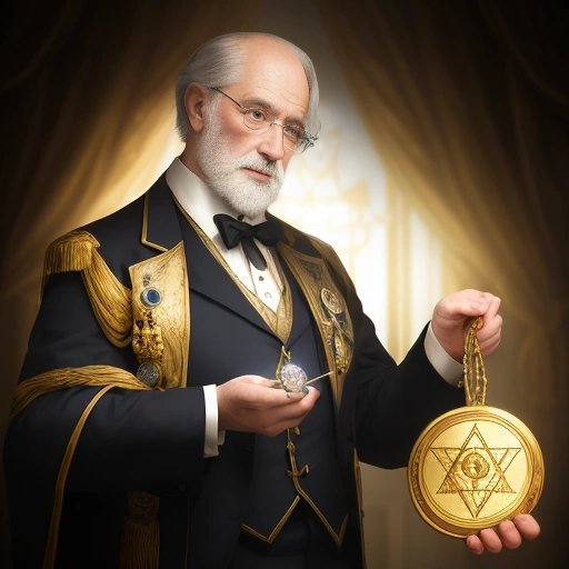 Freemason holding a gleaming stone