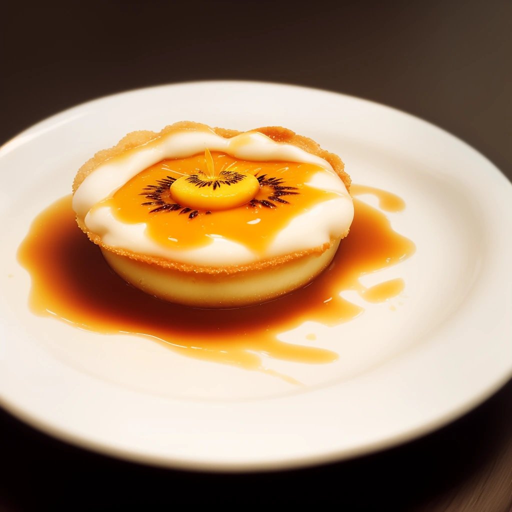 Crème brûlée with passionfruit sauce