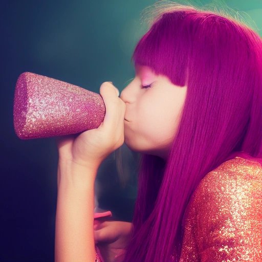 Young girl embracing glitter snorting trend