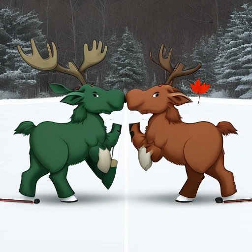 Mascots of New Hampshire and Vermont playfully competing