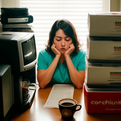 Person fighting sleep at their desk surrounded by coffee cups