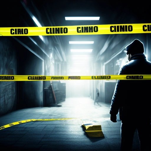 Person on computer surrounded by caution tape and cops with Cujo's paw print on screen