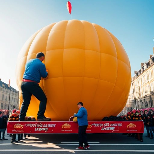 Vinny and Carl inflating a parade balloon