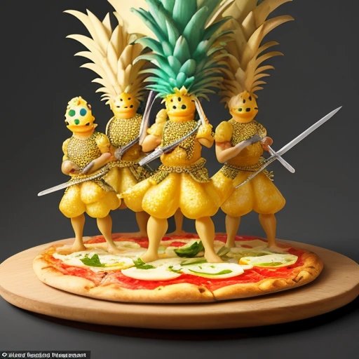 Pineapple soldiers defending pineapple pizza