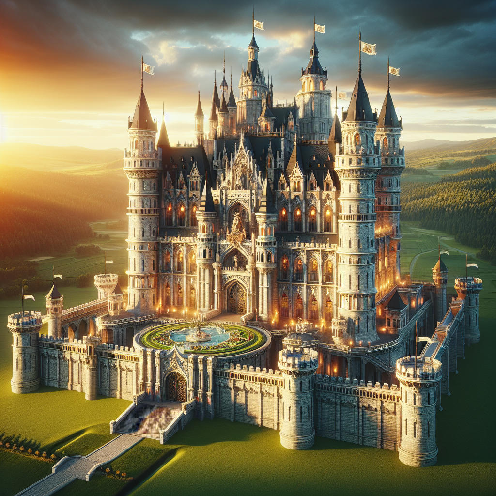 a grand castle with a solid foundation, high detail, realistic, majestic atmosphere