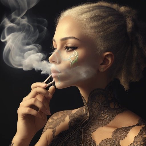 Person exhaling smoke