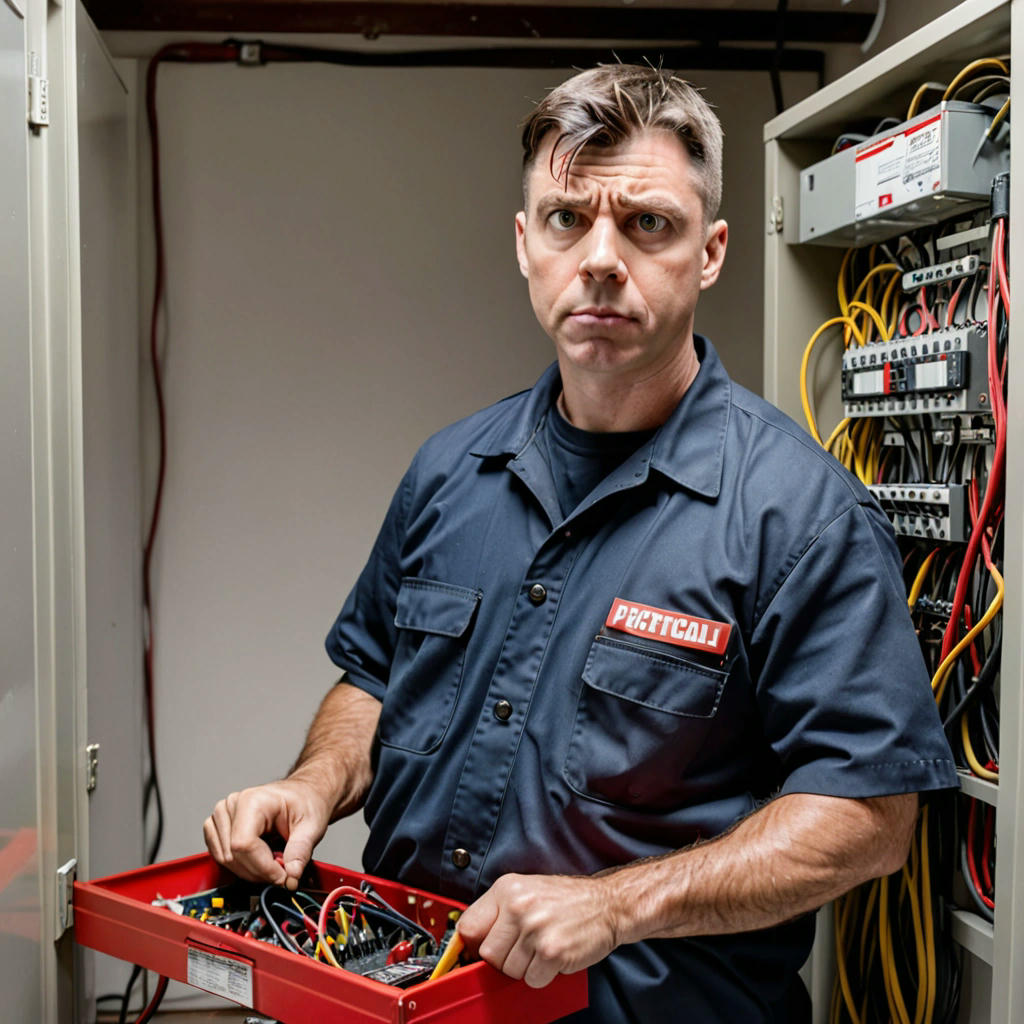 A licensed electrician inspecting a electrical panel