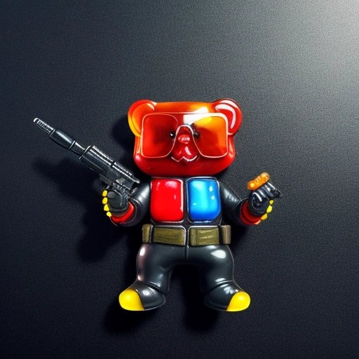 Gummy bear with mini machine gun