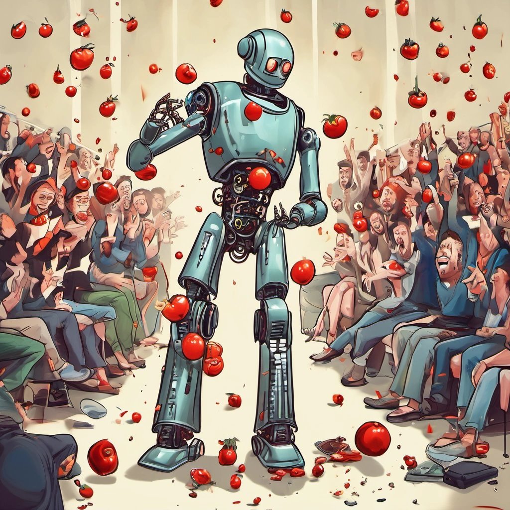 Robot comedian attempting improv