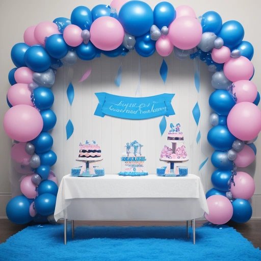 Deep blue-themed gender reveal party