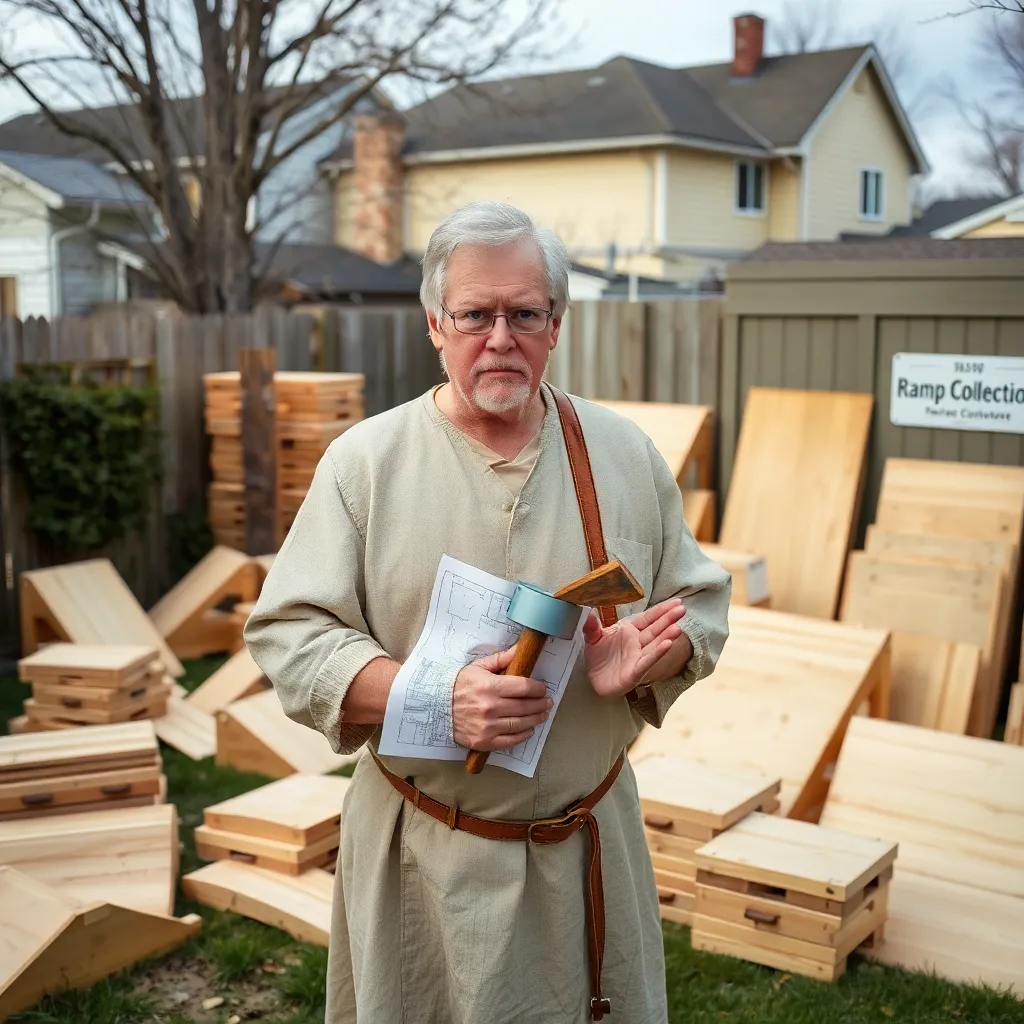 Ramp theorist in his backyard surrounded by ramps