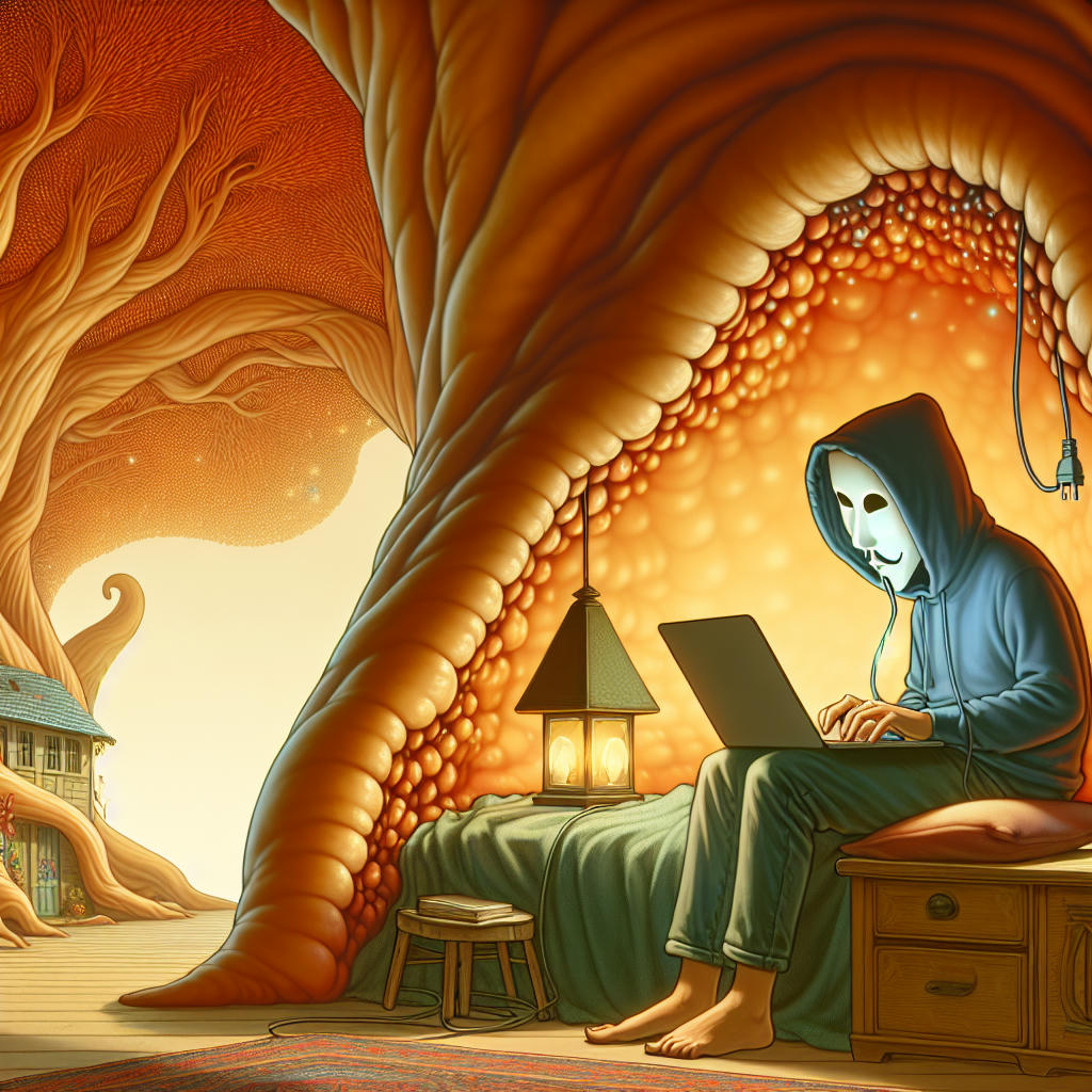 The writer in action inside the grue's stomach