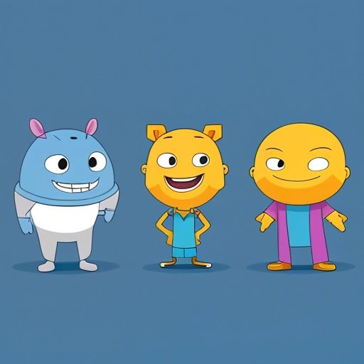 JavaScript, Python, and CSS as cartoon characters