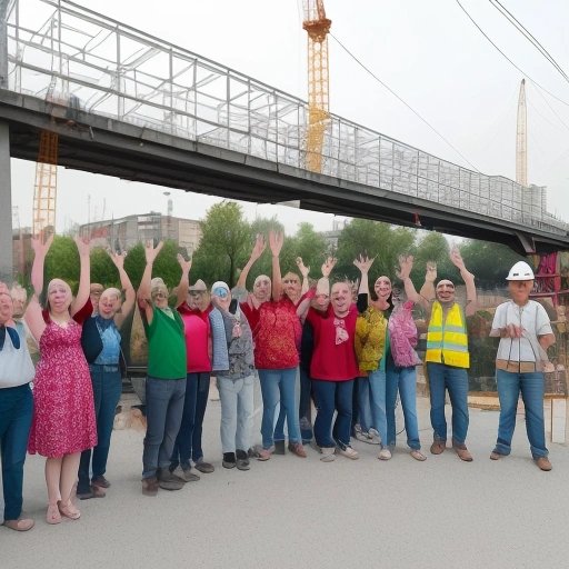 Residents celebrating overpass repairs
