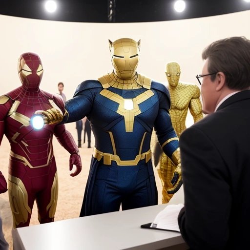 Goldenface on the set of a Marvel movie