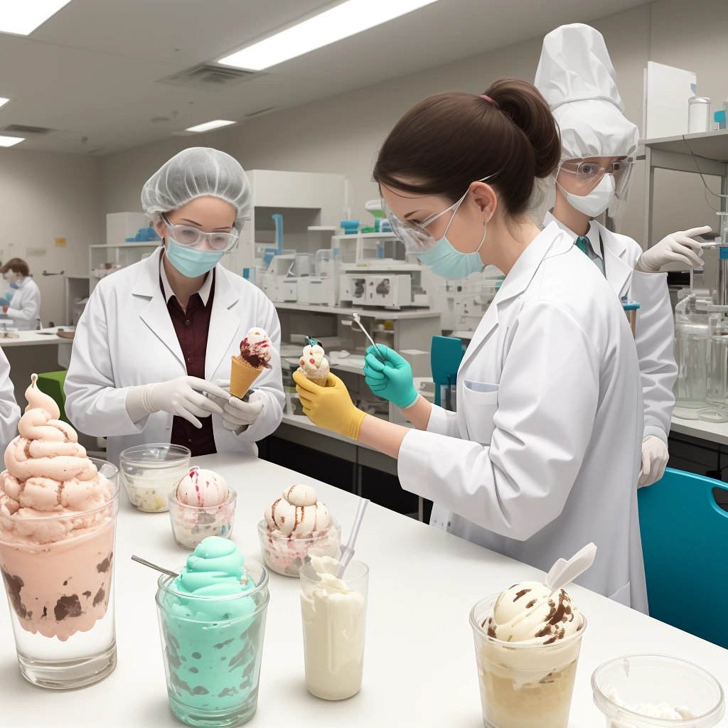 Scientists analyzing ice cream samples