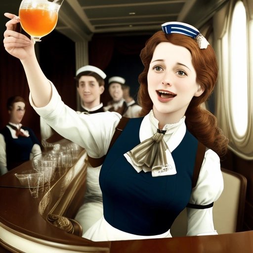 Stewardess serving drinks in Titanic II