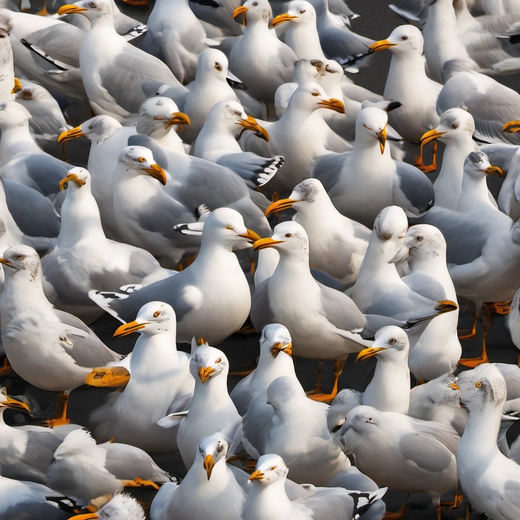 Close-up of the seagull formation