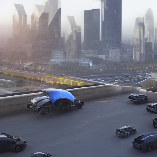 Flying cars over a congested highway